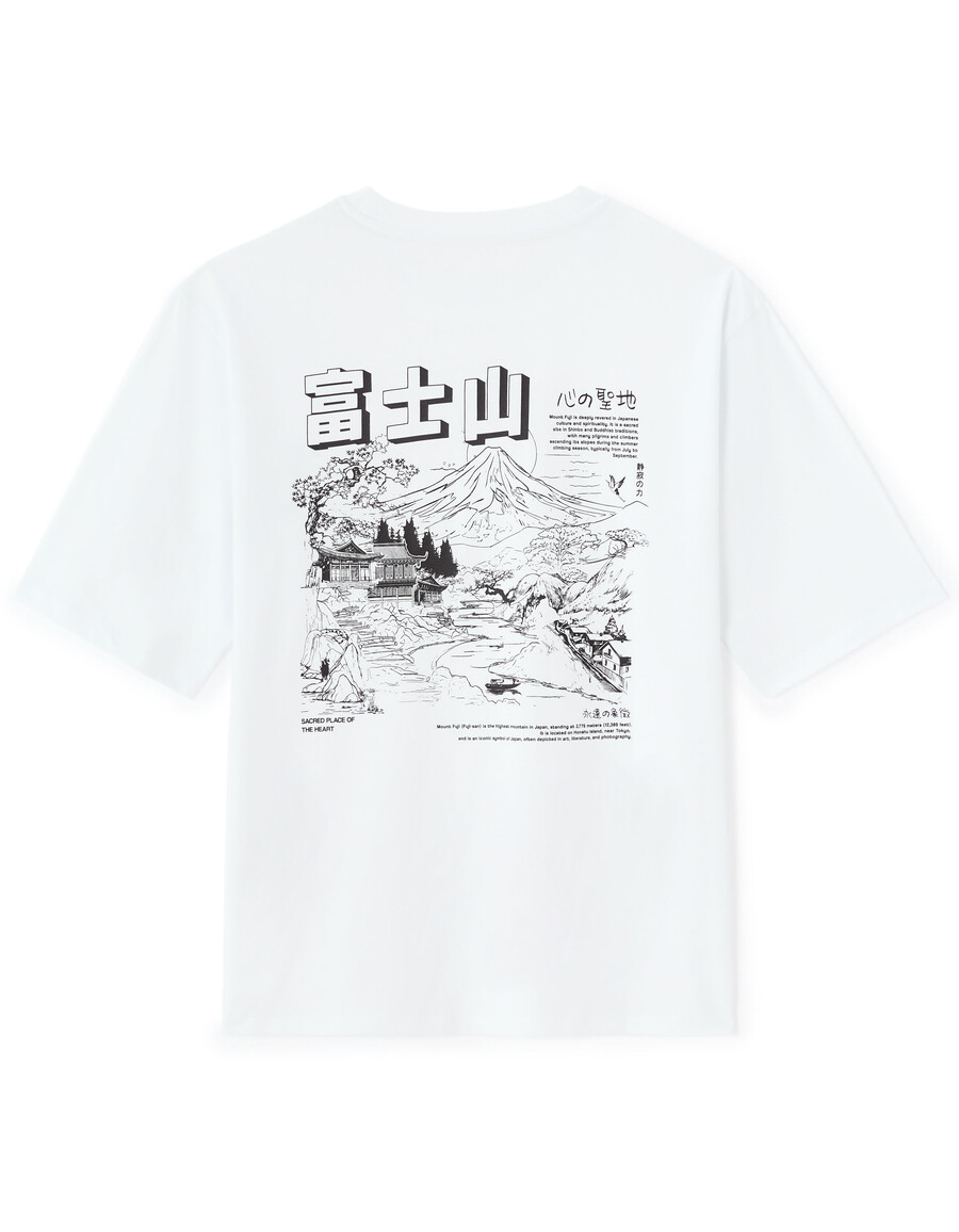 camiseta extragrande de cuello redondo 100 algodón estampado asiático