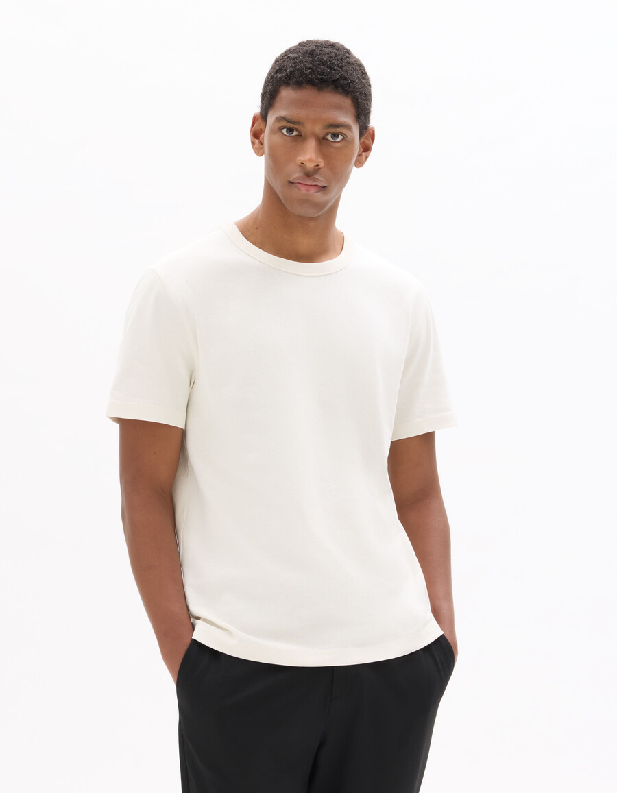 camiseta de cuello redondo cuadrado 100 algodón de peso pesado