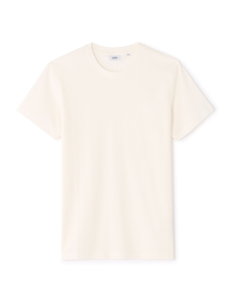 camiseta de punto acanalado con cuello henley y corte regular