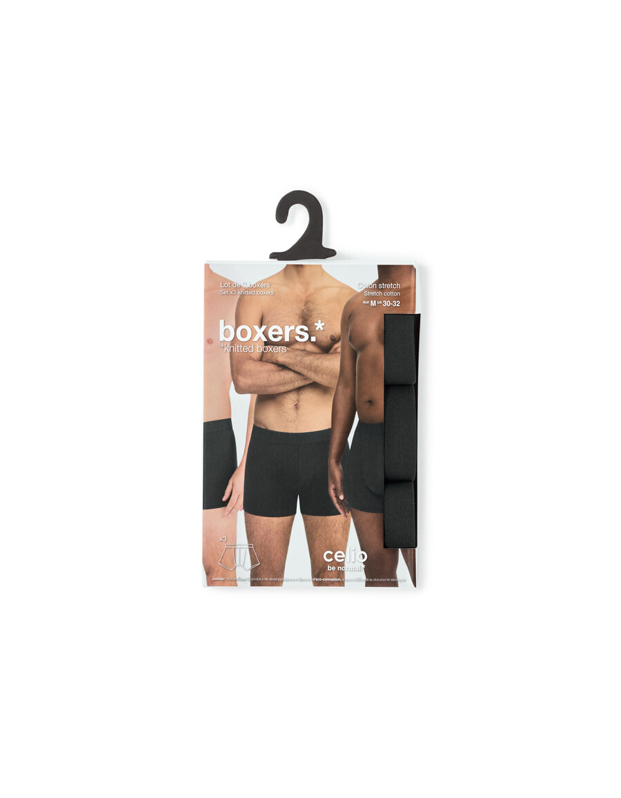 pack de 3 calzoncillos bóxer negros lisos
