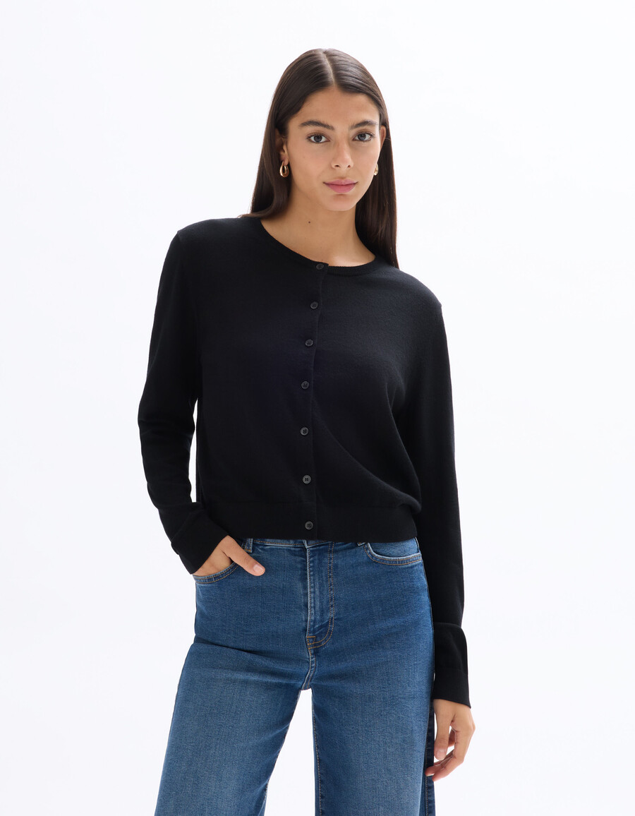 cárdigan de cuello redondo 100 lana merino