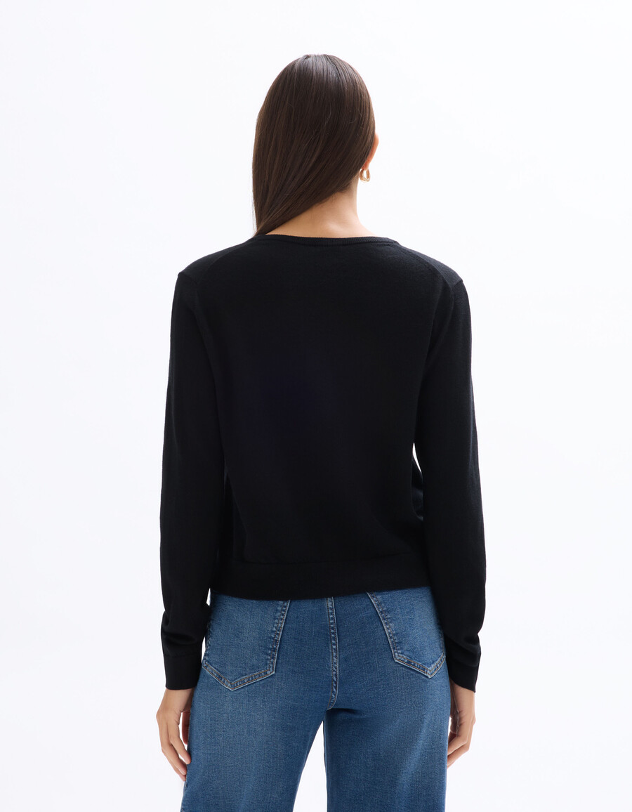 cárdigan de cuello redondo 100 lana merino