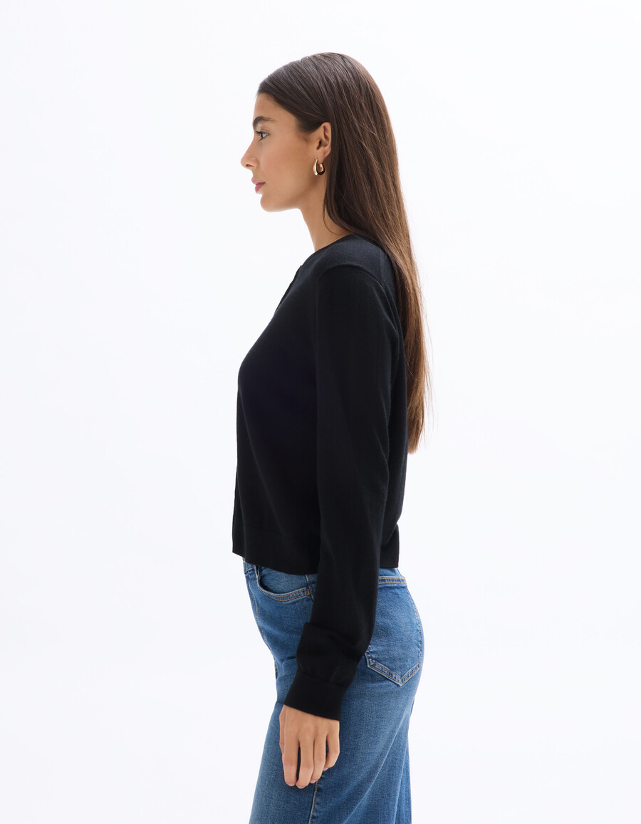 cárdigan de cuello redondo 100 lana merino