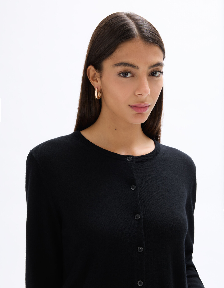 cárdigan de cuello redondo 100 lana merino