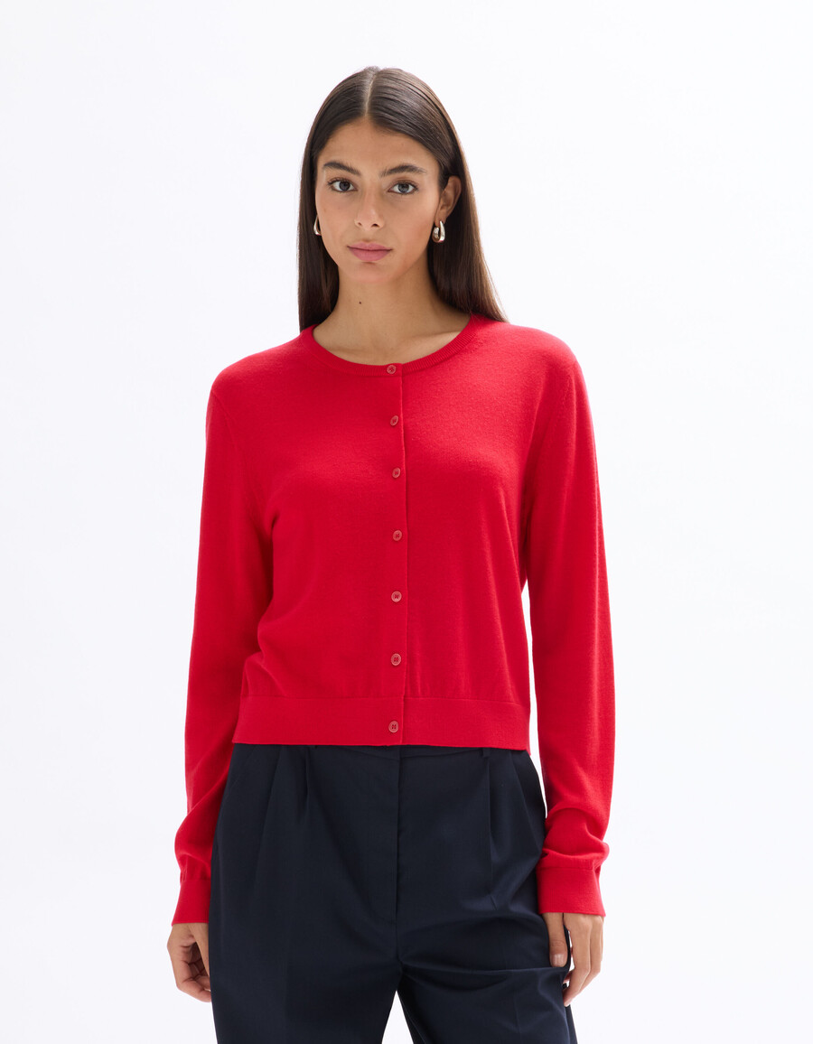 cárdigan de cuello redondo 100 lana merino