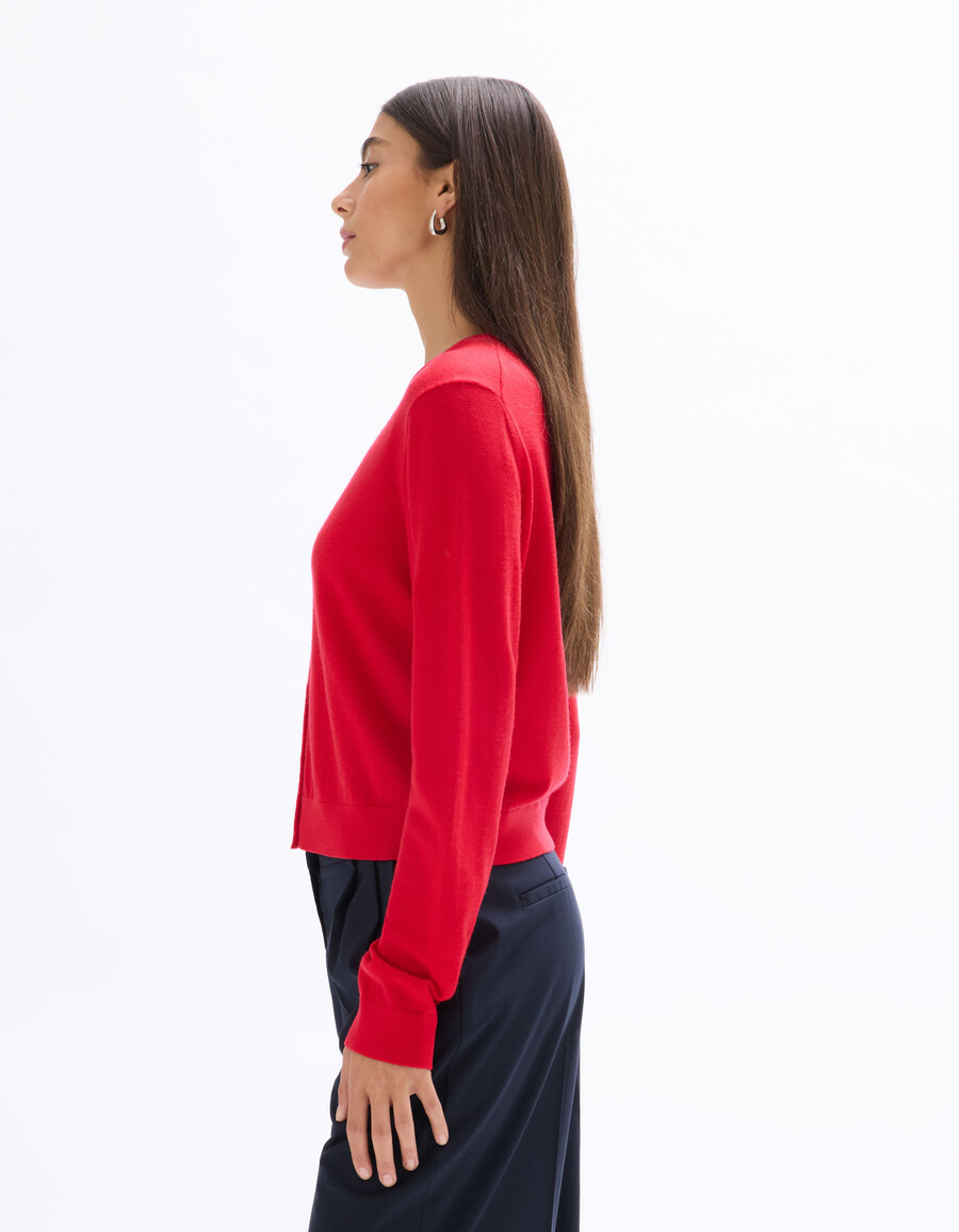 cárdigan de cuello redondo 100 lana merino